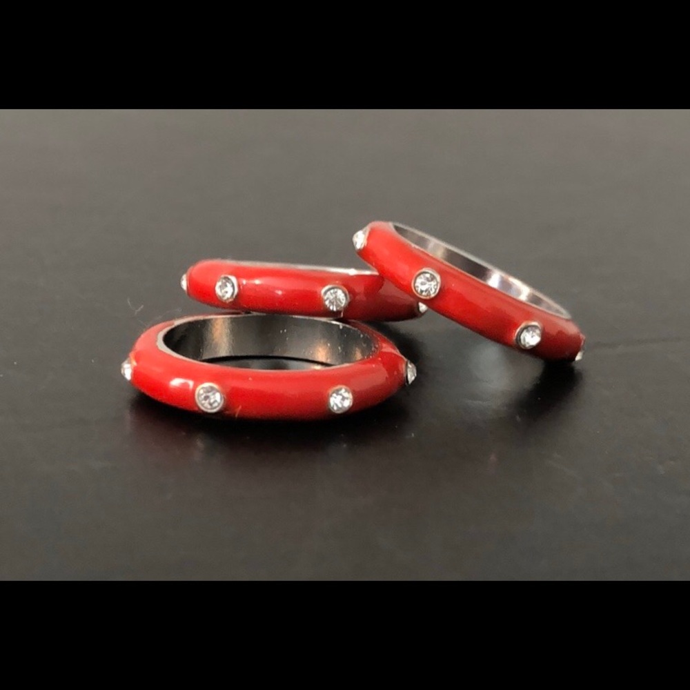 Stackable Rings In Enamel W/Rhinestones - image 6